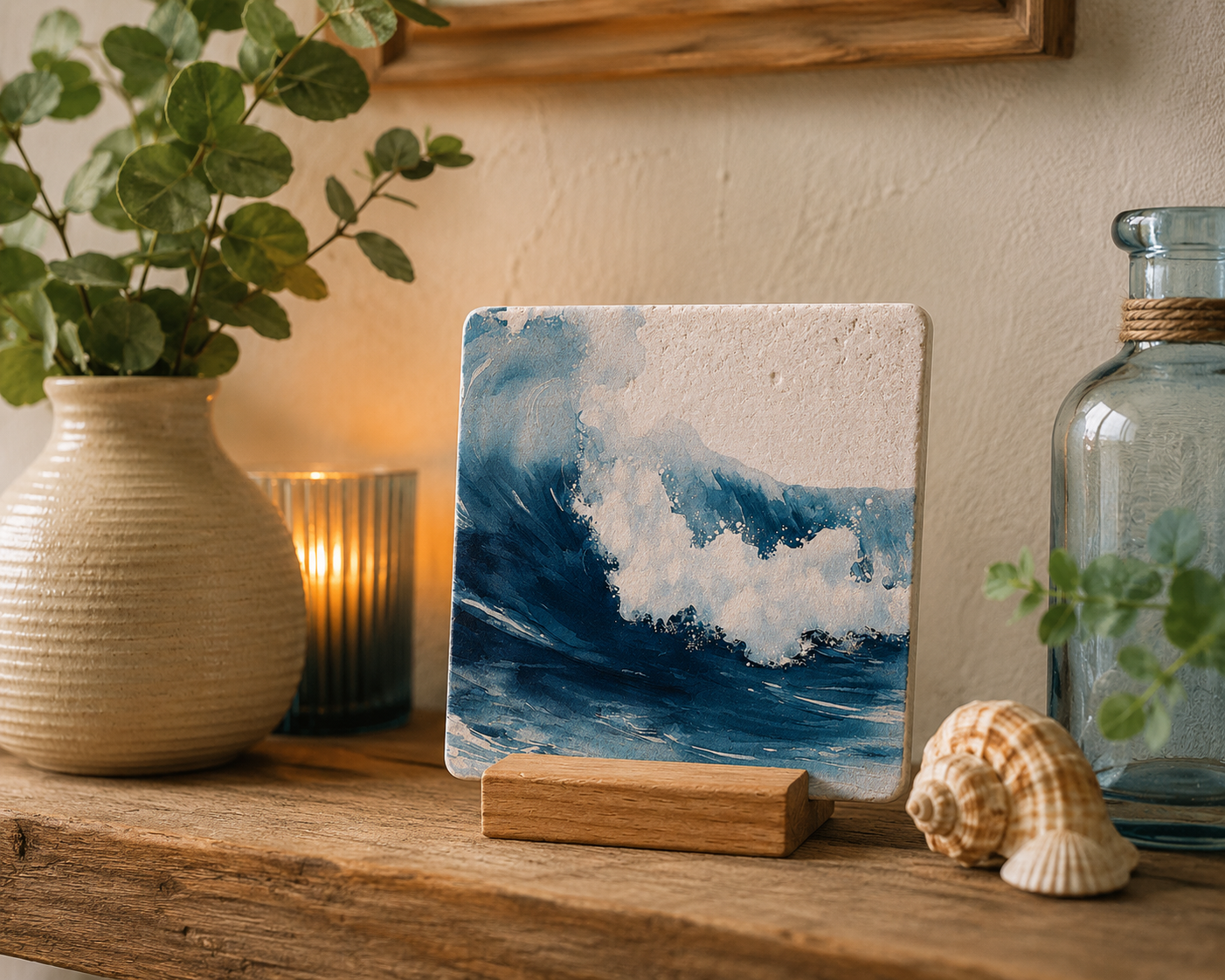 Carreau Waves en pierre naturelle – Décoration design artisanal européen