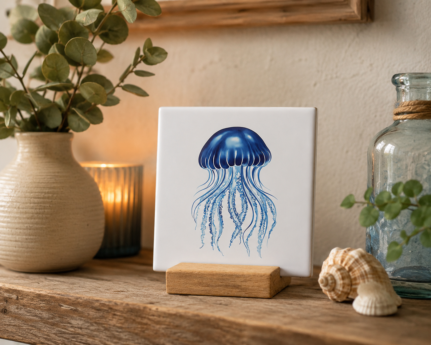 Carreau Jellyfish pierre naturelle gravée