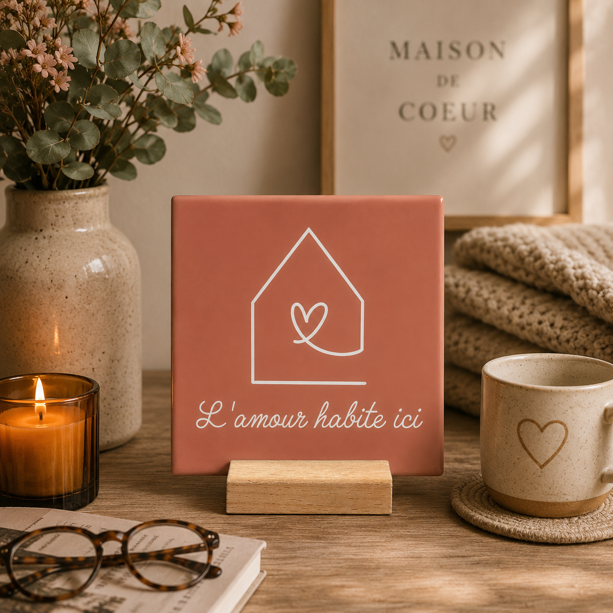 Carreaux céramique décoratifs L'amour habite ici | Design poétique européen