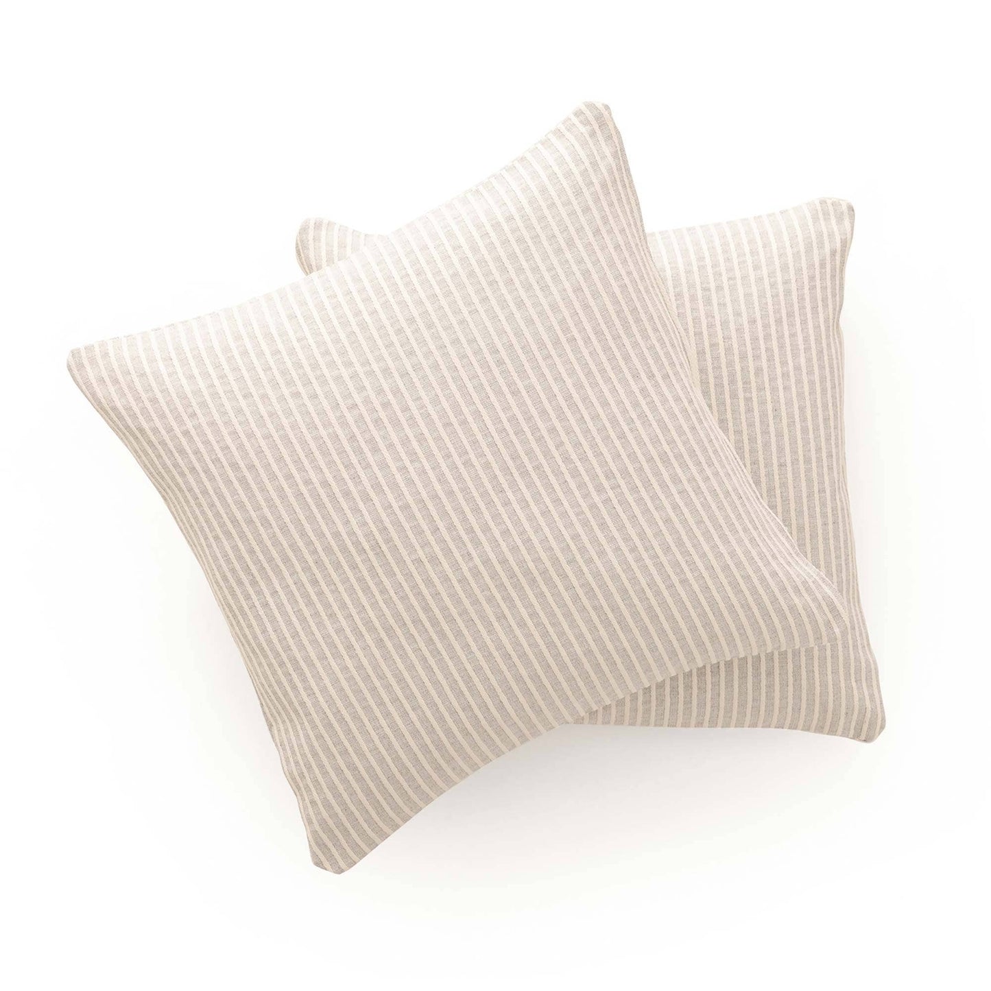 Lot de 2 housses de coussin jacquard rayées 45x45 cm coton polyester BANA