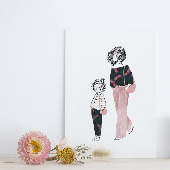 Affiche Toi et moi My lovely thing – Illustration pastel format A5