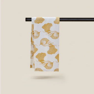 Torchon Jaune Coton Sérigraphié Atelier Mouti 50x70 cm
