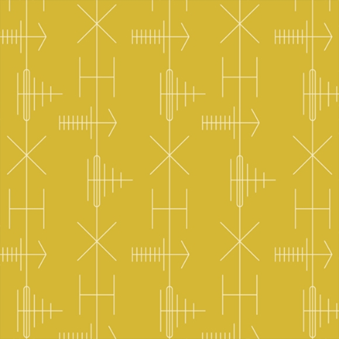 Papier peint Transmission jaune moutarde motif rétro Mini Moderns