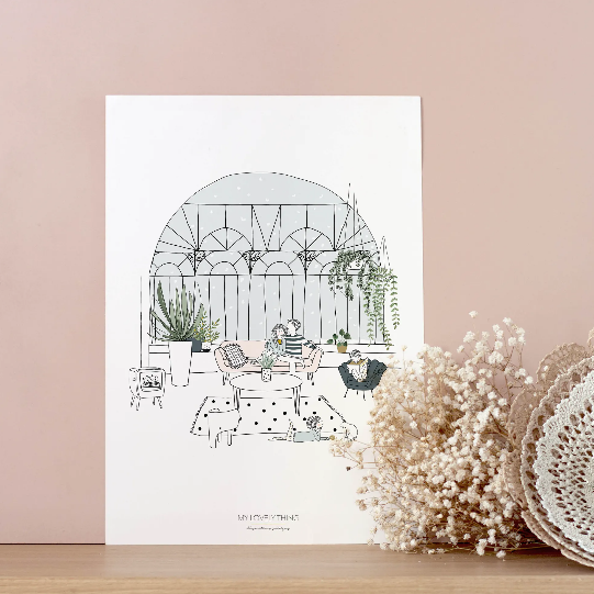 Affiche Jardin d'hiver pastel A5 - Illustration My lovely thing