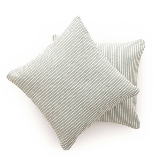 Deux housses de coussin jacquard rayées GAMUSI en coton polyester, 45x45 cm, design élégant pour décoration intérieure.