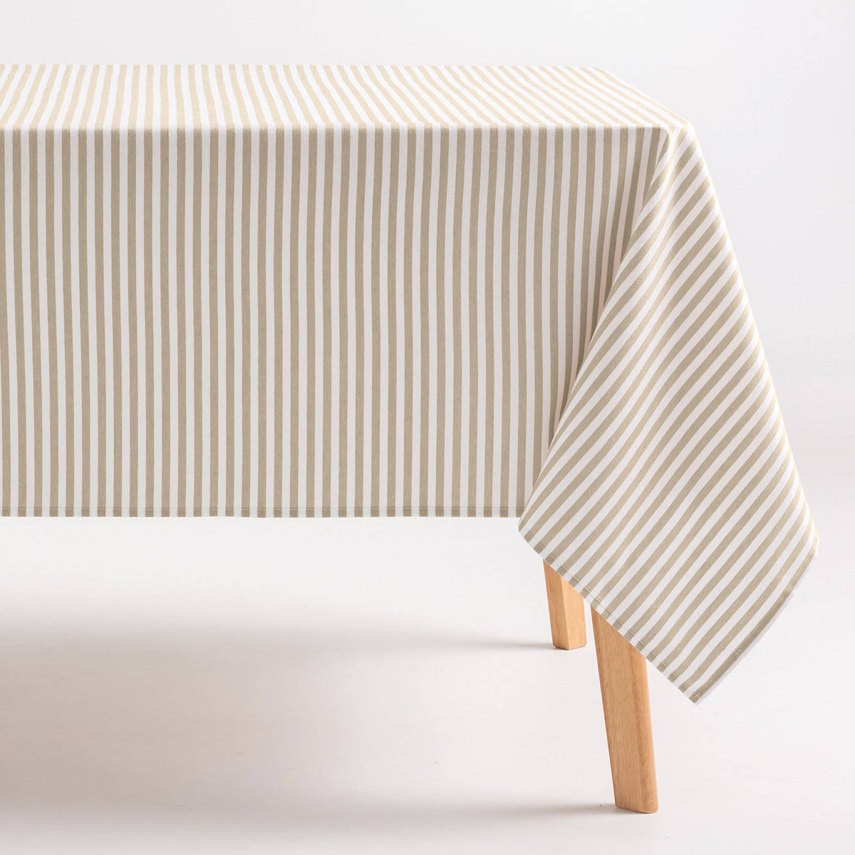 Nappe rayée résistante aux taches en coton polyester GAMUSI, 140 cm de large, idéale pour la décoration de table.