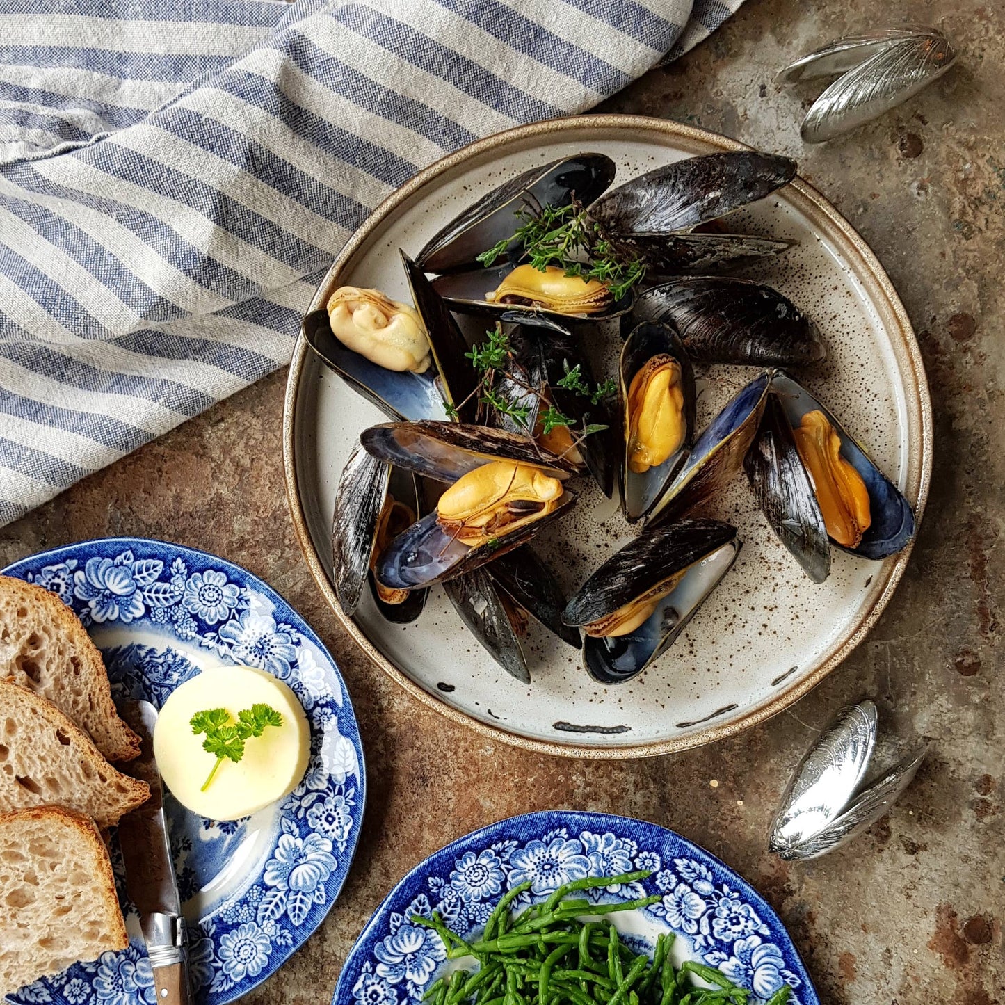 Couverts à moules de Zeeland en étain pur