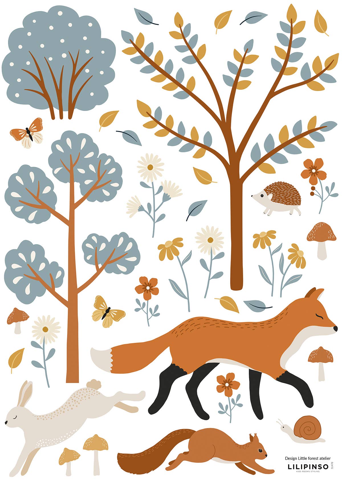 Stickers muraux A3 animaux forêt renard - Décoration murale enfant France