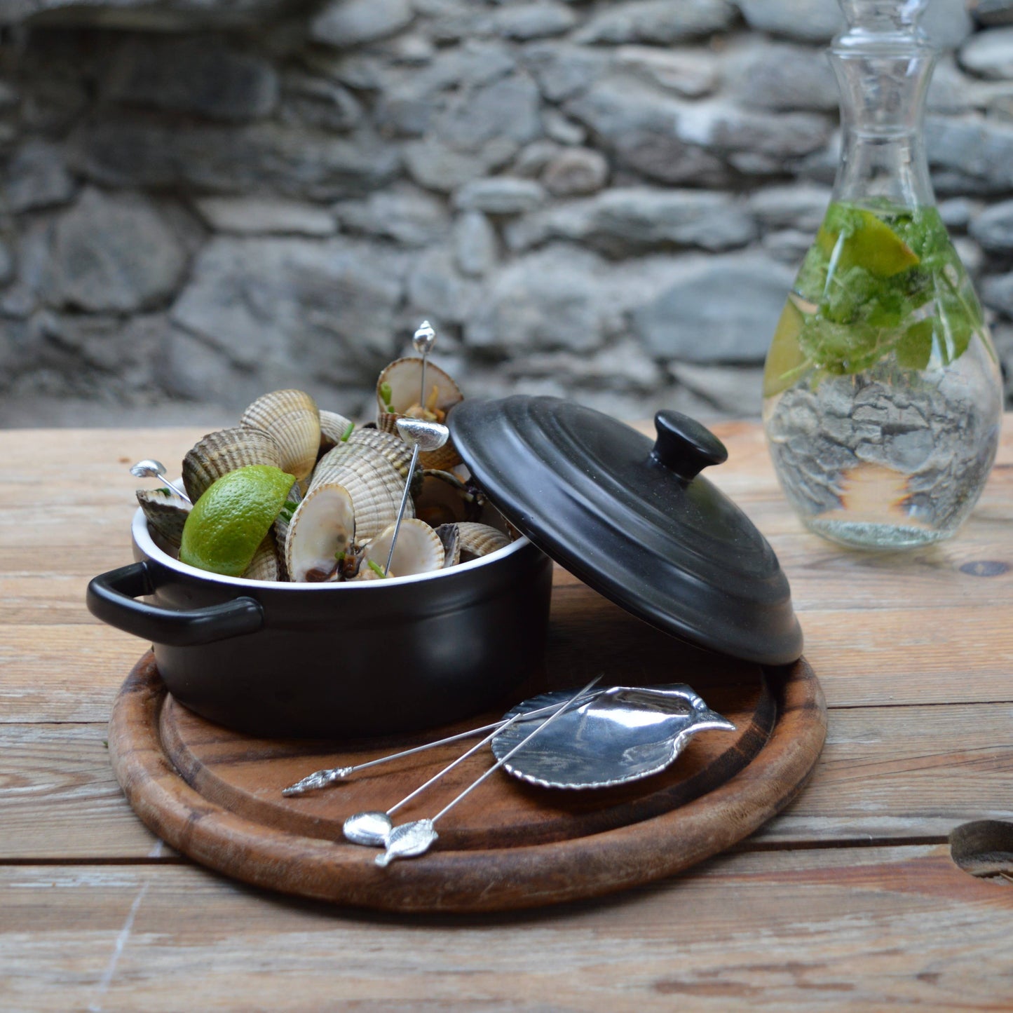 Pics à fruits de mer et crustacés en étain pur artisanal Anovi
