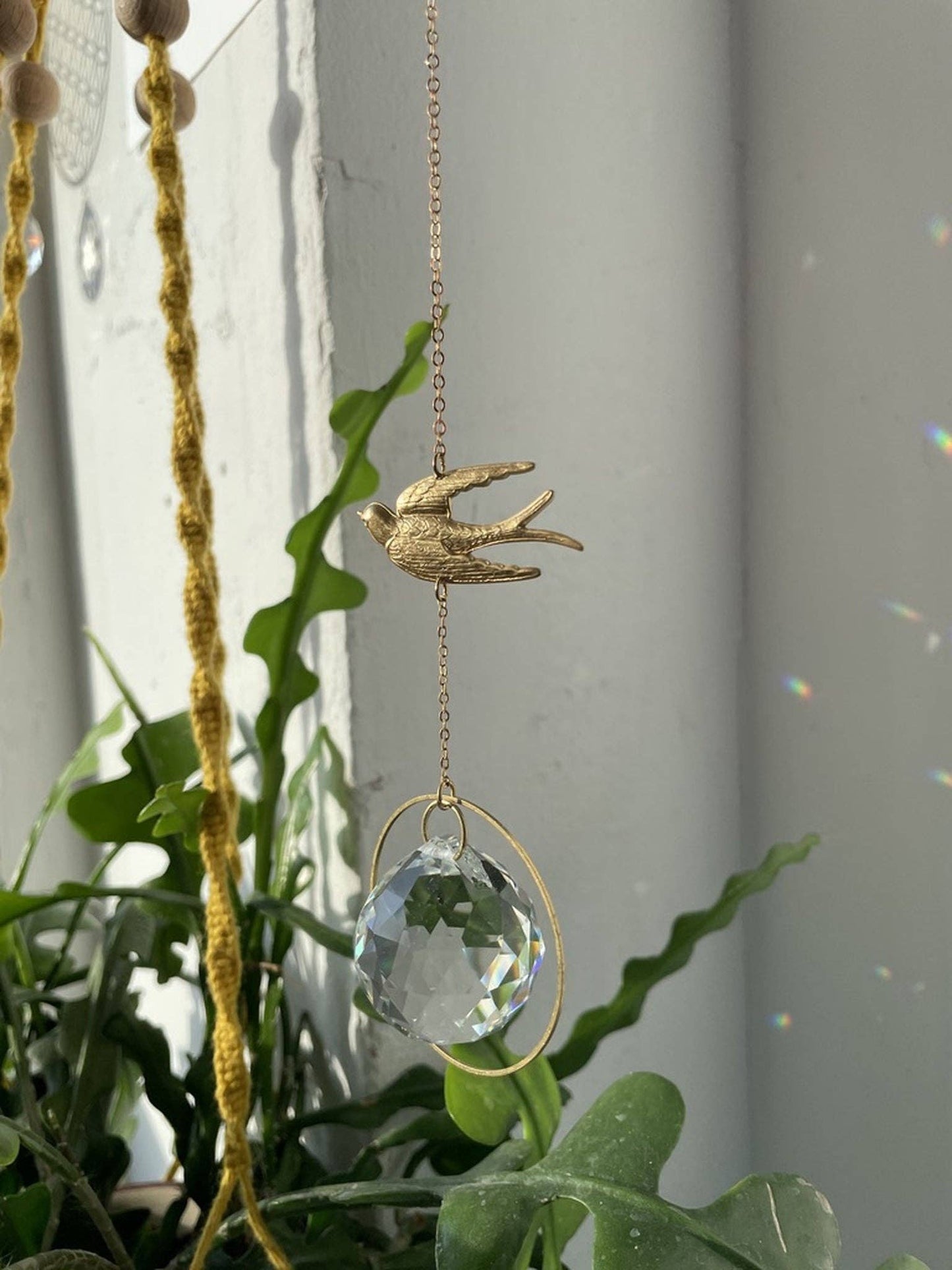 Attrape-soleil Hirondelle Cristal Prisme Fenêtre Décoration Lumière