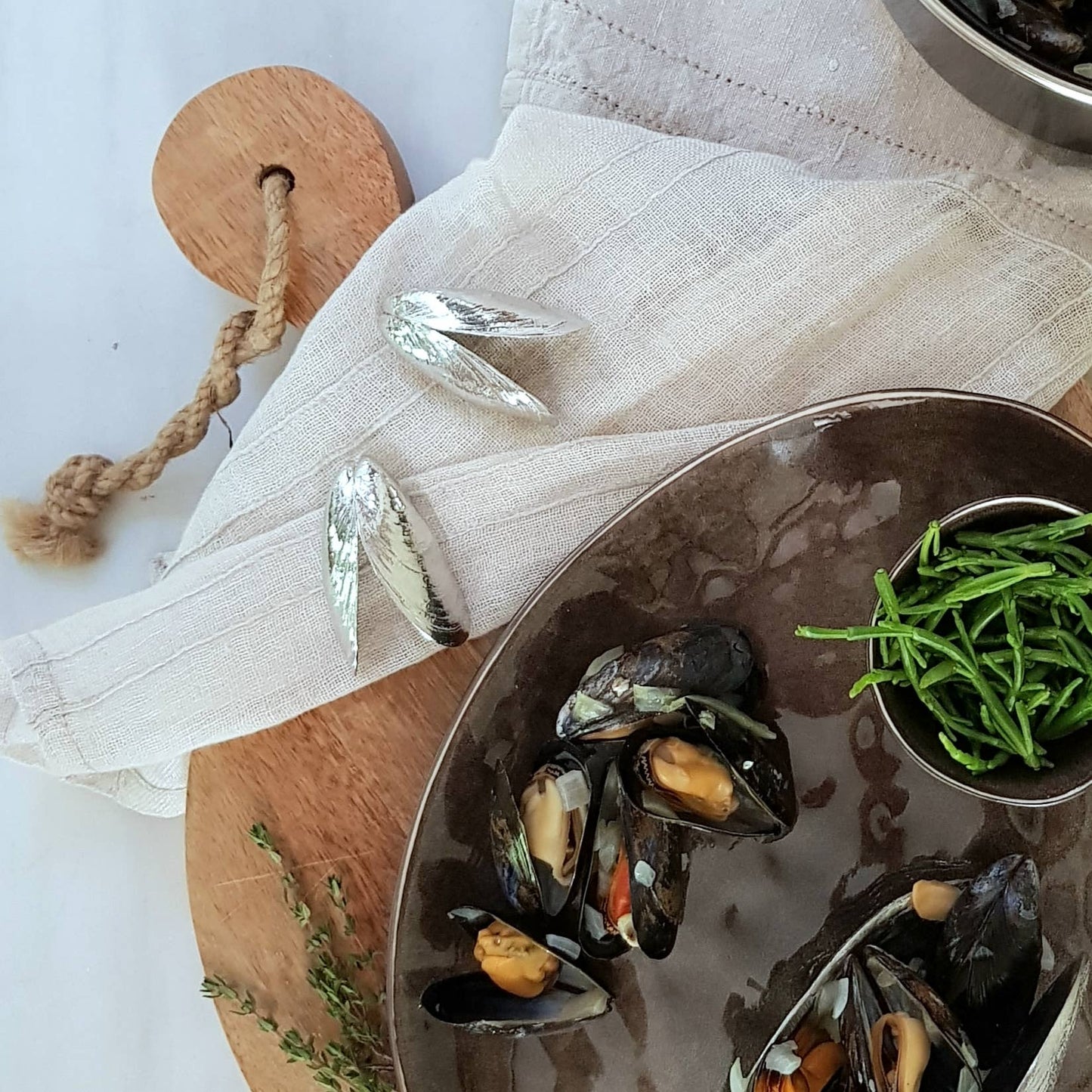 Couverts à moules de Zeeland en étain pur