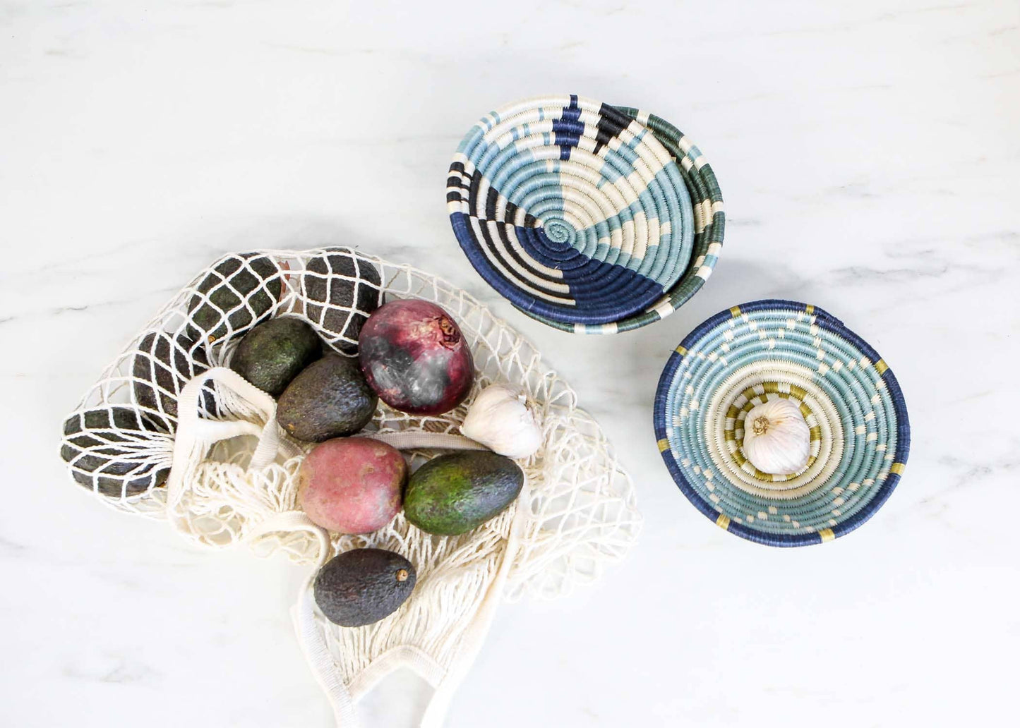Panier rond Biko Bleu Argenté 6"