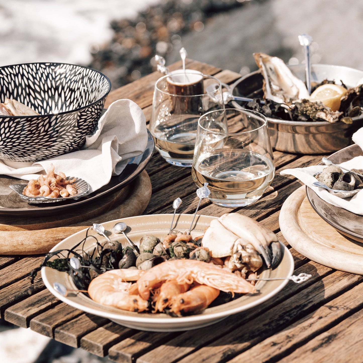 Pics à fruits de mer et crustacés en étain pur artisanal Anovi