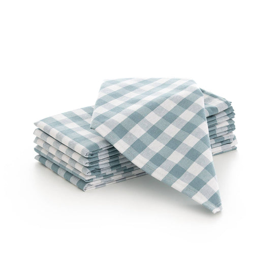 Lot de 6 serviettes vichy en coton 45x45 cm de marque GAMUSI, style hôtelière, avec motif à carreaux rouges et blancs.