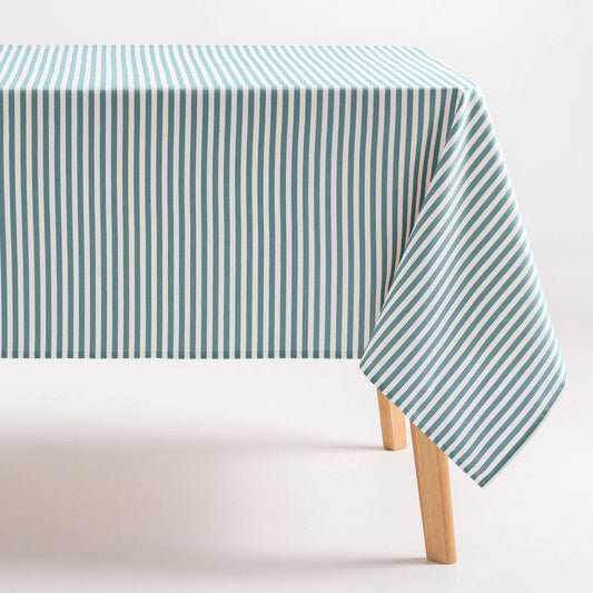 Nappe rayée résistante aux taches en coton polyester GAMUSI, 140 cm, idéale pour la salle à manger ou la cuisine.