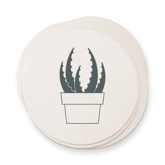 Sous-verres en papier avec motif de succulentes, style letterpress, par Ruff House Print Shop, détails en relief et couleurs naturelles