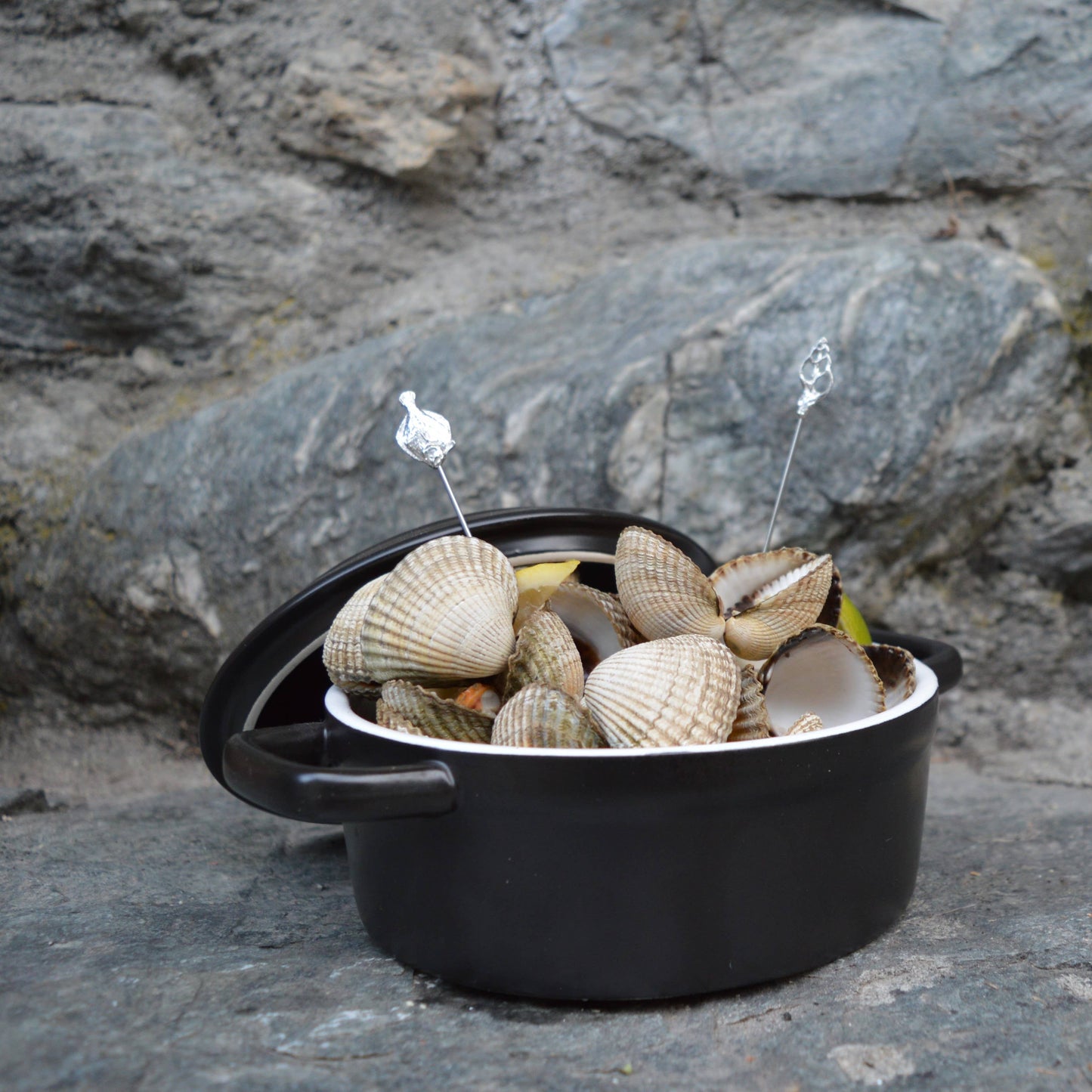 Pics à fruits de mer et crustacés en étain pur artisanal Anovi