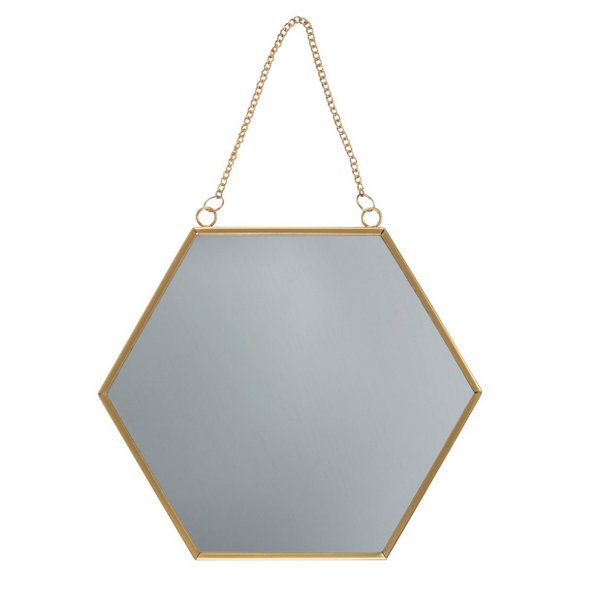 Miroir doré hexagone