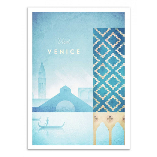 Affiche Murale Wall Edition 30x40cm d'une illustration de visite à Venise par Henry Rivers, art poster coloré et détaillé